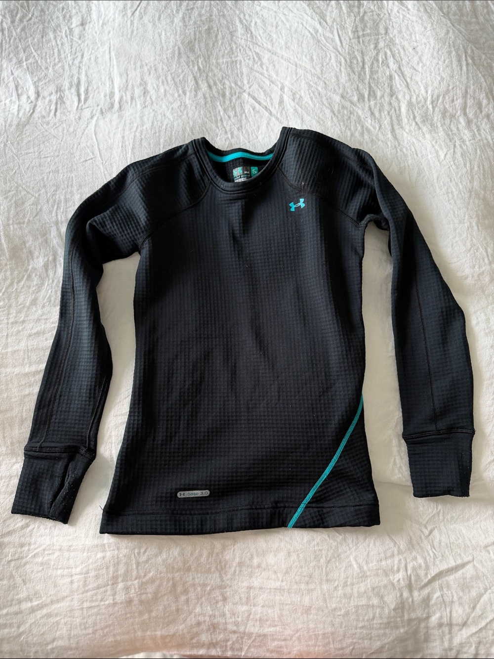 Under Armour Black Long-Sleeve Performance Top with Teal Trim